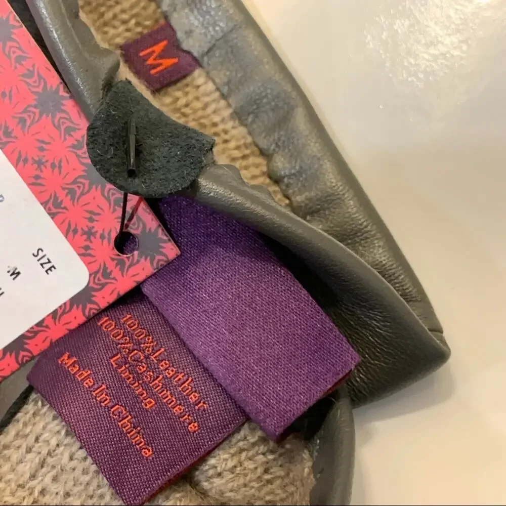 Phenix 100% Cashmere-Lined Leather Gloves Medium NWT